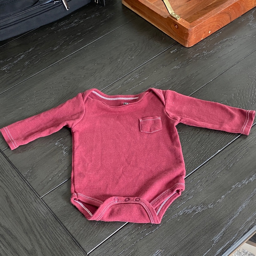 Baby Long Sleeve Burgundy One Piece